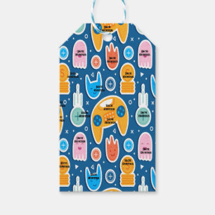 Étiquettes-cadeau Jeu Vidéo Bleue Nom à thème Personnalisé