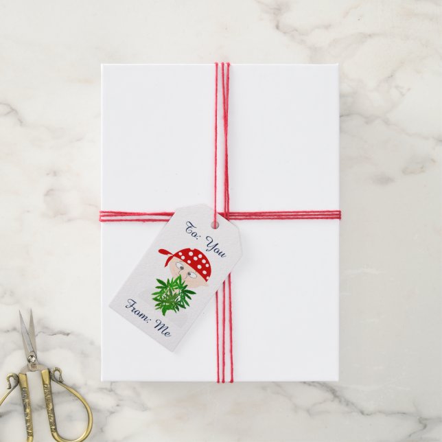 Étiquettes-cadeau Jeune homme avec bouquet de mauvaises herbes Perso (Avec de la ficelle)