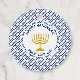 Étiquettes Cadeau JEUX HANOUKKA Menorah Drapeau israélien personnali