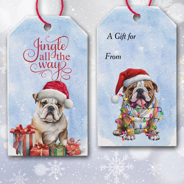 Étiquettes-cadeau Jingle All Way Bulldog Noël (Créateur téléchargé)