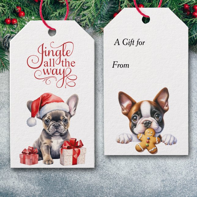 Étiquettes-cadeau Jingle All Way French Bulldog Noël (Créateur téléchargé)