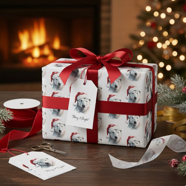 Étiquettes-cadeau Jingle Bear Joy, personnalisé (Créateur téléchargé)