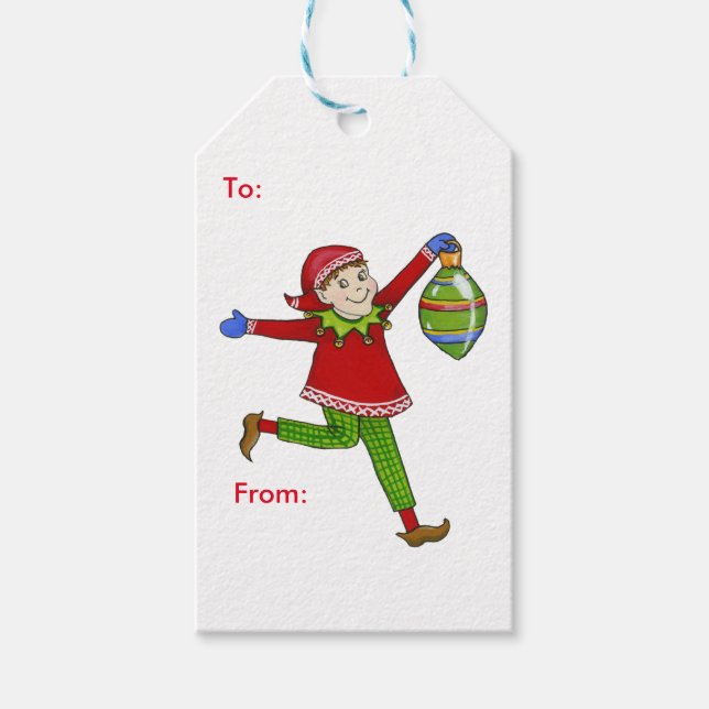 Étiquettes-cadeau Jingle Elves (Skippy) (Devant)
