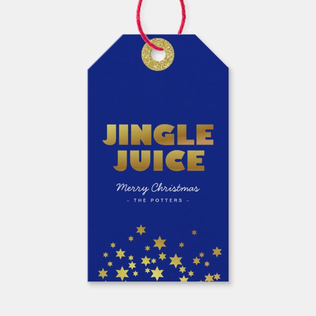 Étiquettes-cadeau Jingle | Fun Christmas Blue & Gold (Devant)