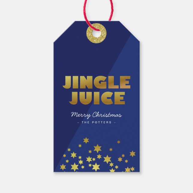 Étiquettes-cadeau Jingle | Fun Christmas Blue & Gold (Devant)