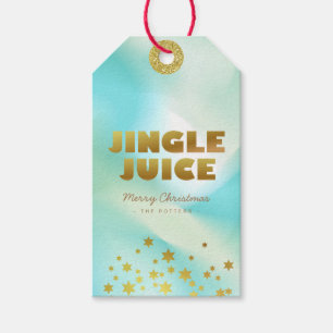 Étiquettes-cadeau Jingle   Pastel Green Gradient & Gold