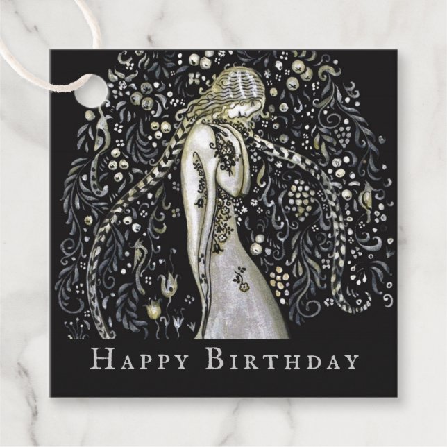 Étiquettes Cadeau John Bauer Flora fleurs bonheur CC1150 Anniversair (Devant)