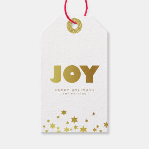 Étiquettes-cadeau Joie   Fun Christmas White & Gold Mini
