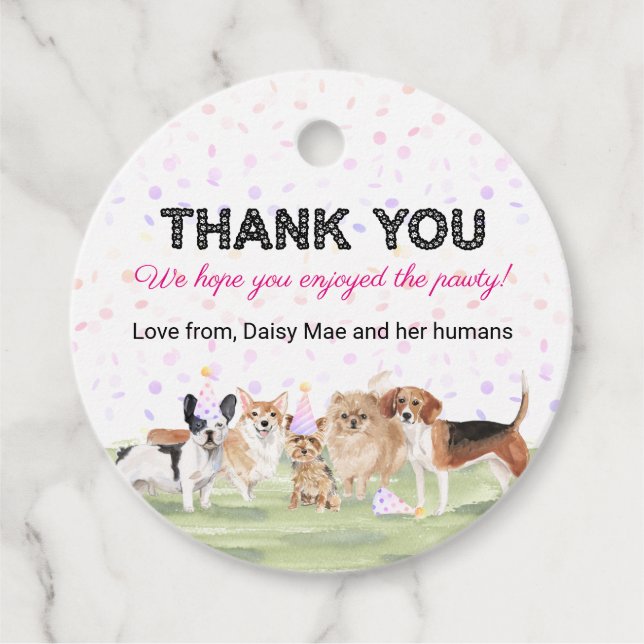 Étiquettes Cadeau Joli animal de compagnie rose rose personnalisé ch (Devant)