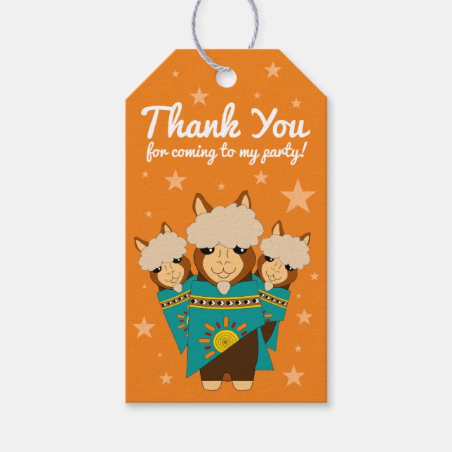 Étiquettes-cadeau Joli Anniversaire des Alpacas Garçon en Serapes Tu (Devant)