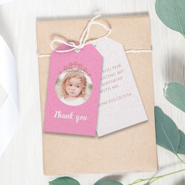 Étiquettes-cadeau Joli Anniversaire Whimsical Princess Cute Tiara Ph (Créateur téléchargé)