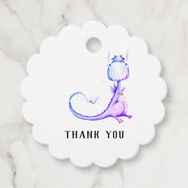 Étiquettes Cadeau * Joli Baby shower de Merci de dragon bleu violet (Devant)