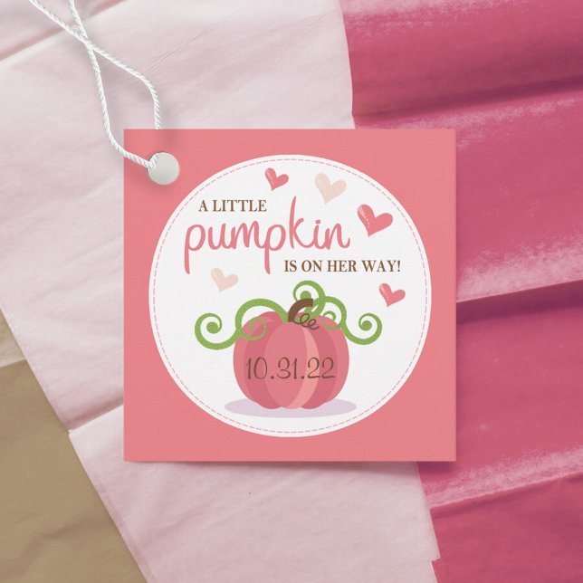 Étiquettes Cadeau Joli Baby shower Petites Filles Citrouilles (Créateur téléchargé)