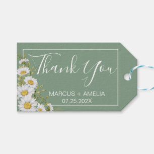 Étiquettes-cadeau Joli Basil Vert & Blanc Mariage