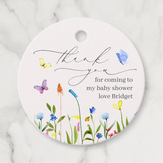 Étiquettes Cadeau Joli bébé en fleurs Fleur sauvage Merci (Devant)