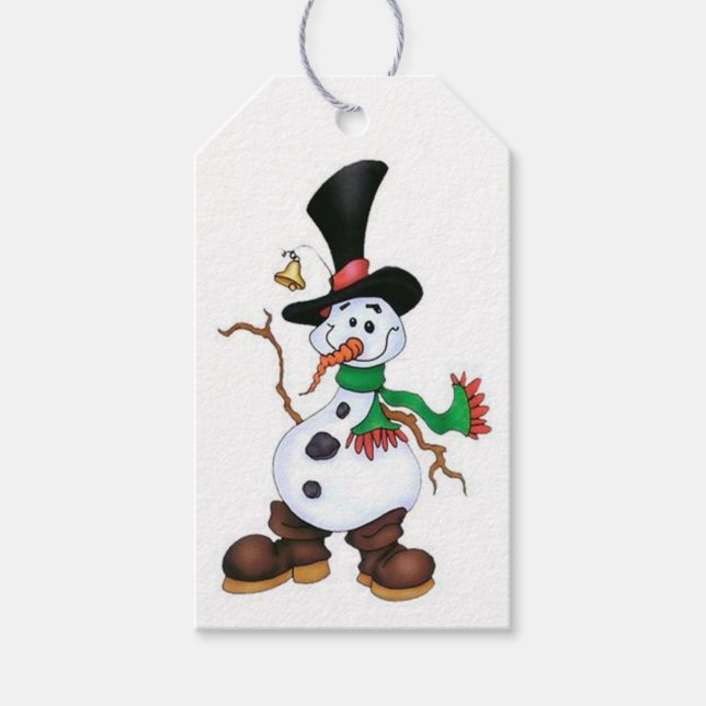Étiquettes-cadeau Joli Bonhomme de Neige (Devant)