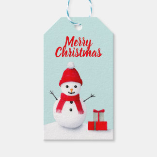 Étiquettes-cadeau Joli bonhomme de neige de Noël aquarelle pastel te