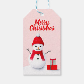 Étiquettes-cadeau Joli bonhomme de neige de Noël aquarelle pastel te