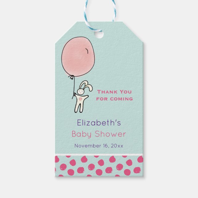 Étiquettes-cadeau Joli Bunny tenant un Merci de Baby shower à ballet (Devant)