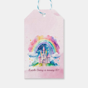 Étiquettes-cadeau Joli Château Rose Fille Anniversaire Conte de Fées