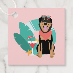 Étiquettes Cadeau Joli chien d'été avec lunettes de soleil