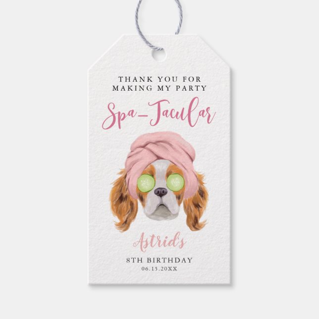 Étiquettes-cadeau Joli chien Spa Anniversaire Merci de fête (Devant)