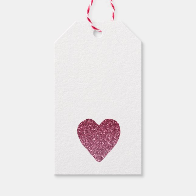 Étiquettes-cadeau Joli Coeur de Parties scintillant rose (Devant)