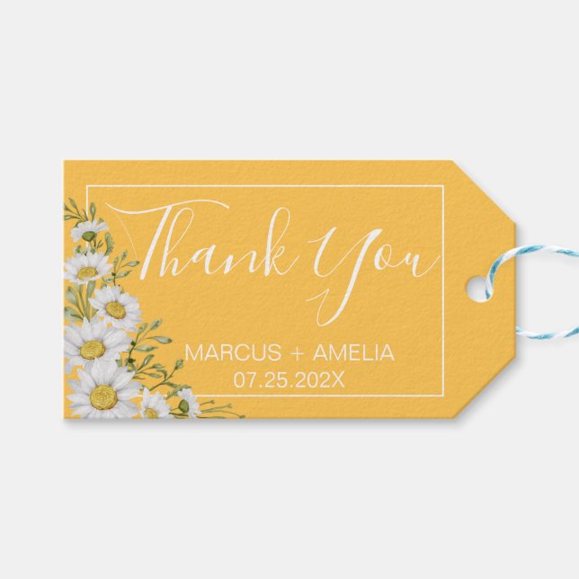 Étiquettes-cadeau Joli Daffodil Jaune & Blanc Mariage de marguerites (Devant (Horizontal))