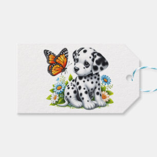 Étiquettes-cadeau Joli(e) ami(e) dalmate/papillon