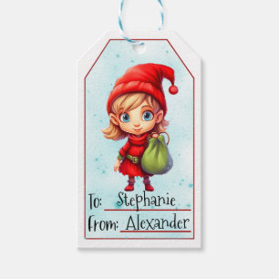Étiquettes-cadeau Joli elfe de Noël   Personnalisé - De et vers (4)