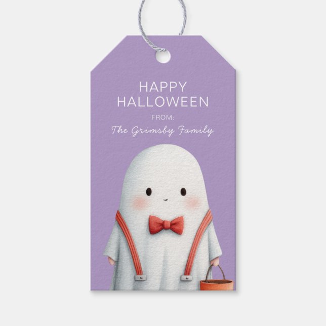 Étiquettes-cadeau Joli Fantôme Cadeau d'Halloween (Devant)