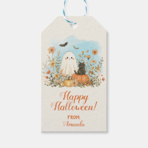 Étiquettes-cadeau Joli Fantôme Floral Joyeux Halloween