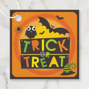 Étiquettes Cadeau Joli Halloween Trick Ou Treat Bats Casquette sorci
