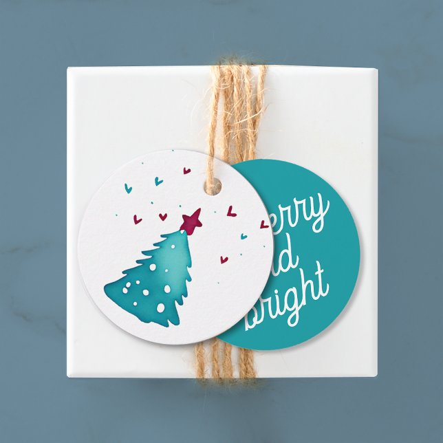 Étiquettes Cadeau Joli hiver Noël Arbres Forêt de Neige Aquarelle (Créateur téléchargé)