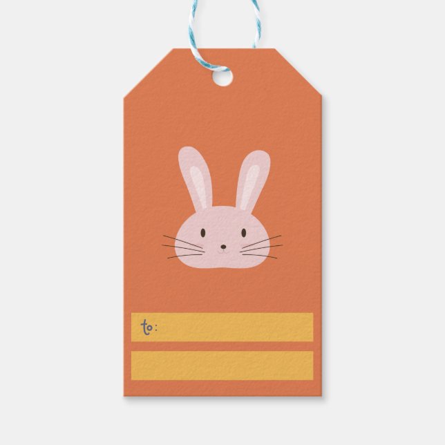 Étiquettes-cadeau Joli lapin de Pâques Orange (Devant)
