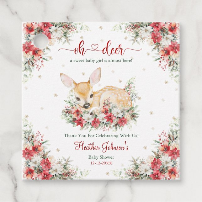 Étiquettes Cadeau Joli Noël Oh Deer Baby shower (Devant)