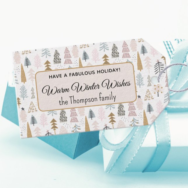 Étiquettes-cadeau Joli Noël Rustique moderne arbres de Noël Vacances (Créateur téléchargé)