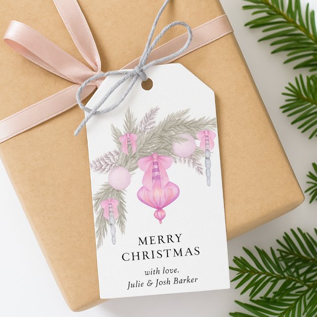 Étiquettes-cadeau Joli Noël Whimsical Simple Bow Botanique (Créateur téléchargé)