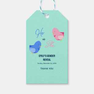 Étiquettes-cadeau Joli oiseau garçon ou fille genre révéler la fête
