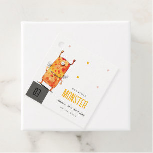 Étiquettes Cadeau Joli Orange Yellow One Eyed Monster Anniversaire d