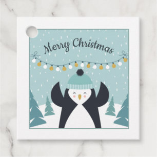 Étiquettes Cadeau Joli Penguin Winter Art Joyeux Noël