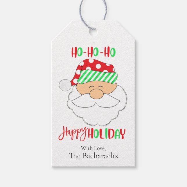 Étiquettes-cadeau Joli Père Noël Face "Joyeux Fêtes" Noël (Devant)