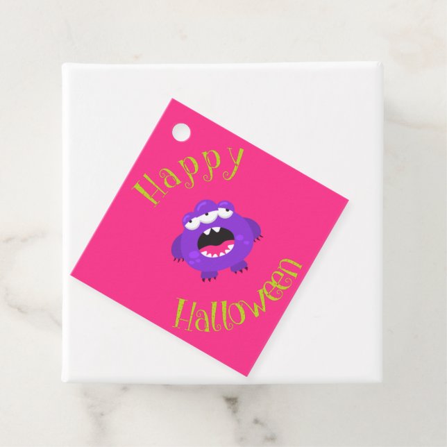 Étiquettes Cadeau Joli Petit Monstre Purple Halloween Party Favorise (En situation)
