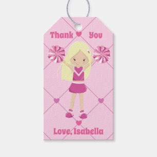 Étiquettes-cadeau Joli Pom-pom girl Enfants Rose Personnalisé Annive