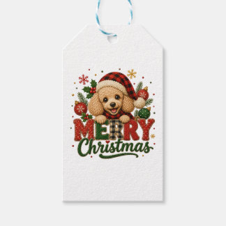 Étiquettes-cadeau Joli Poodle Joyeux Noël