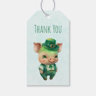 Étiquettes-cadeau Joli porc vert Fairytale dans une jolie beauté