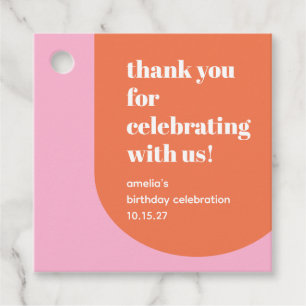Étiquettes Cadeau Joli rose orange 21e anniversaire Merci personnali