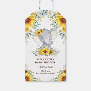 Étiquettes-cadeau Joli Safari Elephant Baby shower de tournesols Fav
