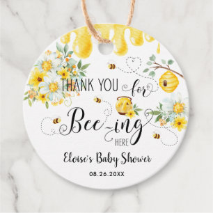 Étiquettes Cadeau Jolie Abeilles de Miel Jaune Floral Baby shower d'