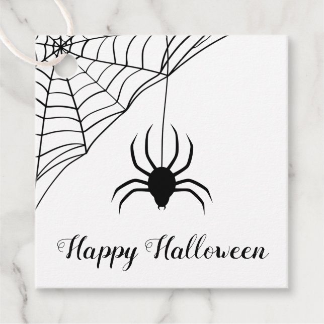 Étiquettes Cadeau Jolie araignée noire Halloween (Devant)